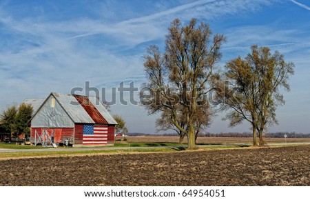 American flag painted on building in rural Illinois