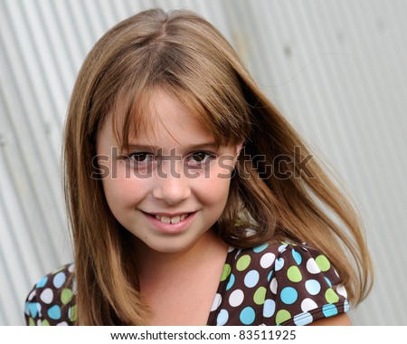 Closeup of brunette caucasian cute girl with attitude