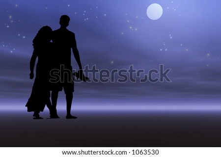 couple walking at night