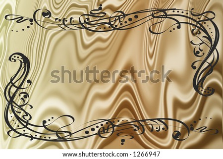 retro frame on a golden silk background