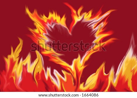 red heart in flames for Valentine\'s day