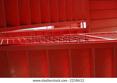 red metal stairs