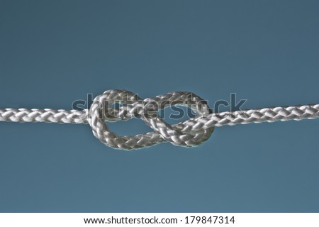 eight rope knot isolated on blue background