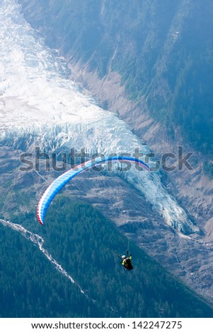 Paraglide over Alps ice-flow