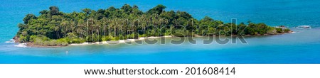 Panorama of remote tropical island in the ocean