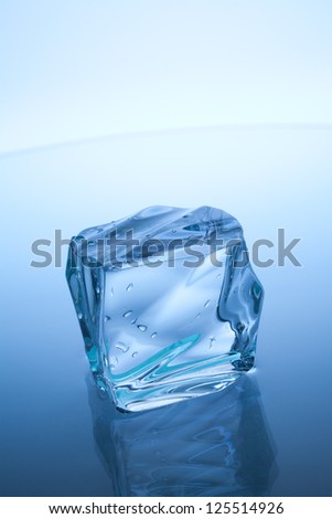 Ice cube on water