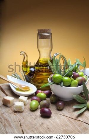 Tasting olive oil and freshly harvested olives Tasting olive oil and freshly harvested olives