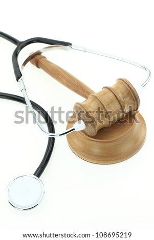 Judge'gavel with stethoscope Judge'gavel with stethoscope