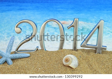 New year 2014 on the beach