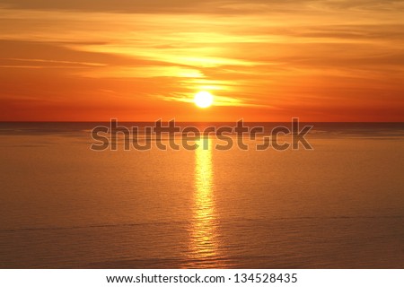Scenic View Of Beautiful Sunset Above The Sea