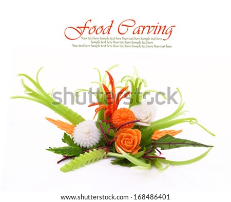 Creative bouquet made of fruits and vegetables isolated