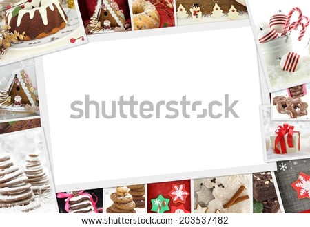 Collection of Christmas photos of confections with copy space
