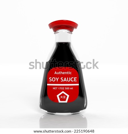 3D soy sauce bottle isolated on white