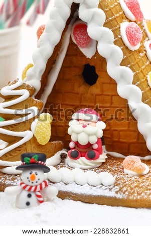 Christmas cookie house with festive decoration