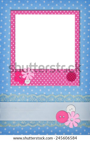 Photo frame on polka dot background