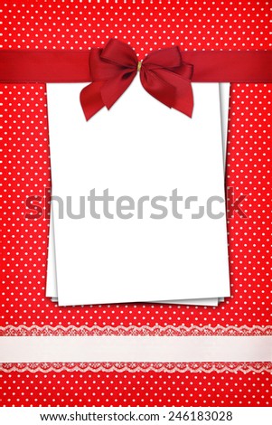 Stack of blank papers on polka dots background