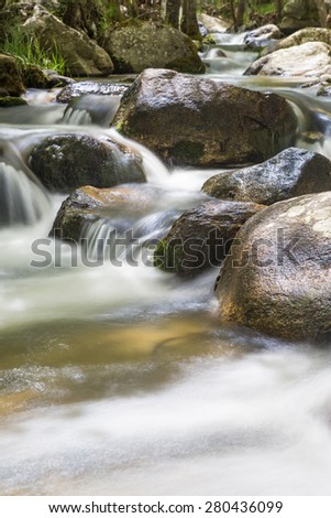 Nature landscape with river flowing waters