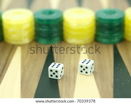 Backgammon set with rolling dice