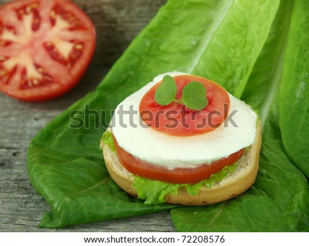 Mozzarella cheese and tomato on bread