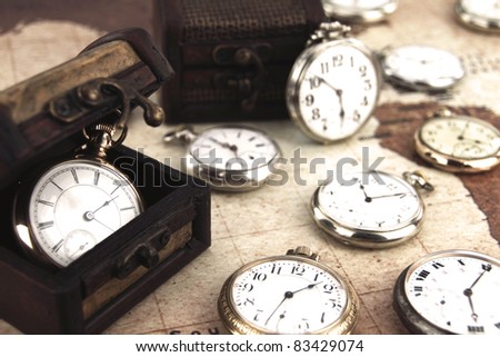 Antique retro silver pocket clocks