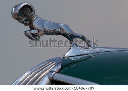 BROOKLYN, NEW YORK - JUNE 10: Closeup of the 1936 Dodge hood ornament at the Antique Automobile Association of Brooklyn Annual Show on June 10, 2012 in Brooklyn, New York, USA.