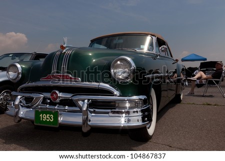 BROOKLYN, NEW YORK - JUNE 10: The 1953 Pontiac Chieftain Catalina at the Antique Automobile Association of Brooklyn Annual Show on June 10, 2012 at the Floyd Bennett Field in Brooklyn, New York, USA.