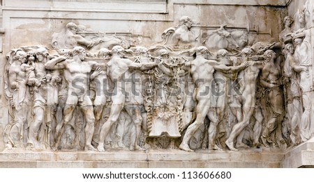 Details of the National Monument to Victor Emmanuel II or Altar of the Fatherland is a monument built to honour Victor Emmanuel, the first king of a unified Italy, located in Rome, Italy.