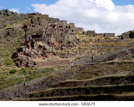 Ancient Inca\'s food terraces in Sacred Valley, Peru