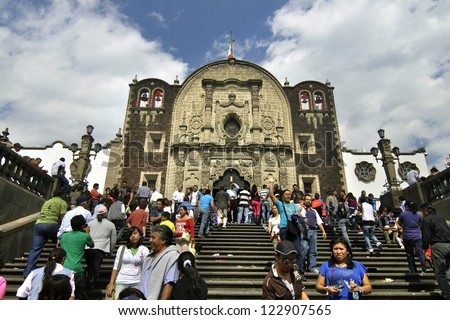 MEXICO CITY, MEXICO - DECEMBER 12: Faithful Catholics visit the chapel at the top of Tepeyac Hill on December 12, 2012 in commemoration of the apparition of the Virgin Mary to Juan Diego in 1531