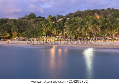 Twilight on beautiful tropical Crash Boat Beach in Aguadilla, Puerto Rico