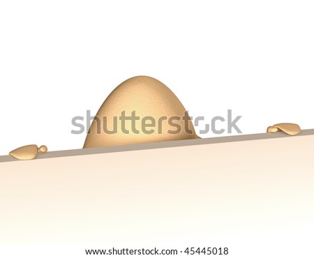 An egg climbs up a wall and looks over to the other side.
