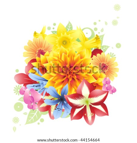 stock vector Spring flowers bouquet