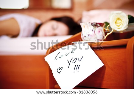 Note with declaration of love in the morning