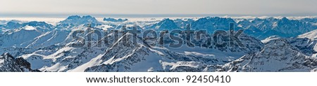Beautiful panoramic view over the whole ridge of Tauern mountains in Austria