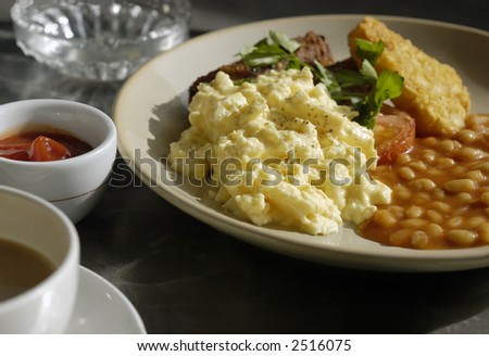 A vegetarian version of a full English Breakfast on an outdoor cafe table