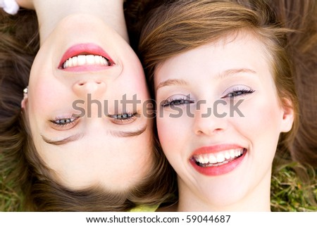 Close up of two women smiling