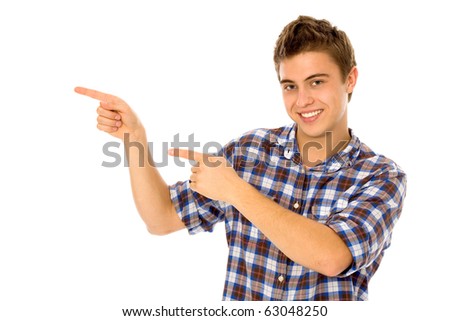 a man pointing