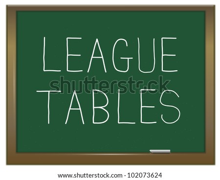 Illustration depicting a green chalk board with a \'league tables\' educational concept.