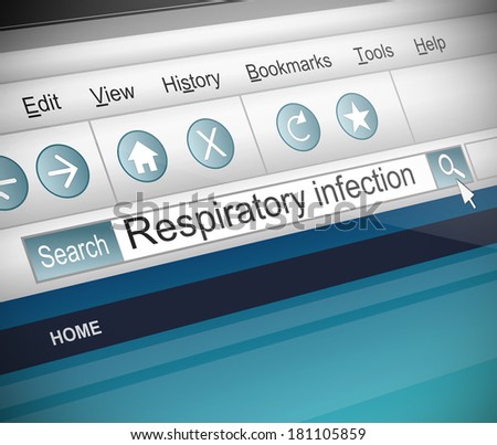 Illustration depicting a screenshot of an internet search with a respiratory infection concept.