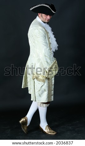 man posing in old fashioned costumes