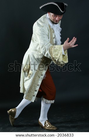 man posing in old fashioned costumes