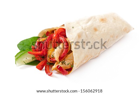 pita stuffed with chicken and peppers