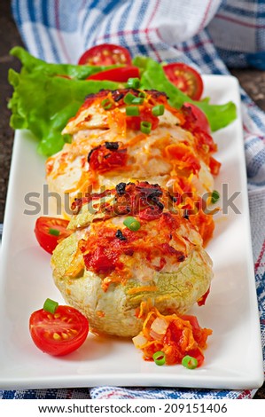 Squash stuffed with vegetables and meat