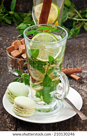 Moroccan tea with mint, lime and cinnamon