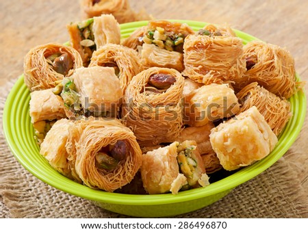 Eastern sweets on plate