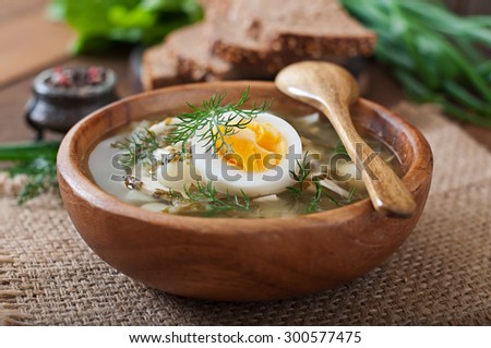 Green soup of sorrel