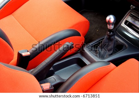 Car interior. Red upholstery