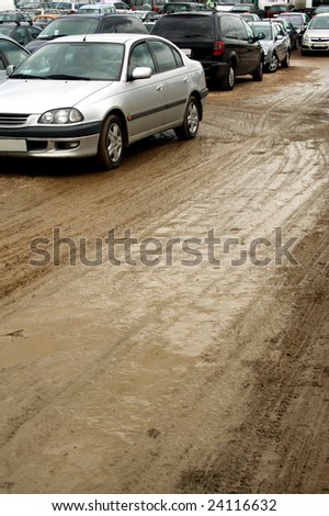 Muddy car parking