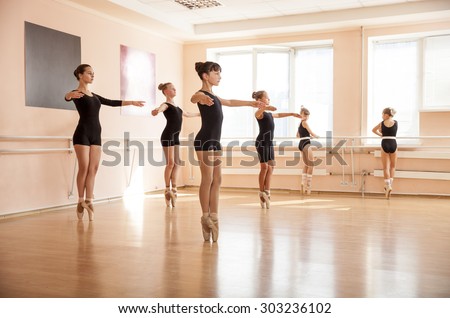 Dancer is doing exercises in ballet class
