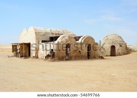 Abandoned decorations from Star Wars movie, Sahara desert, Tunisia